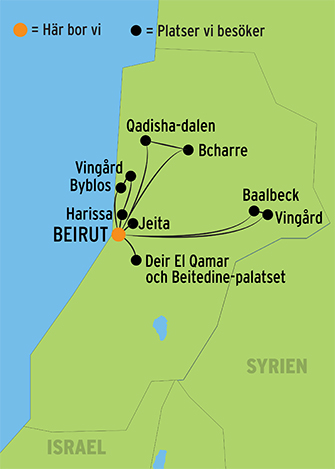 Geografisk karta över Libanon.